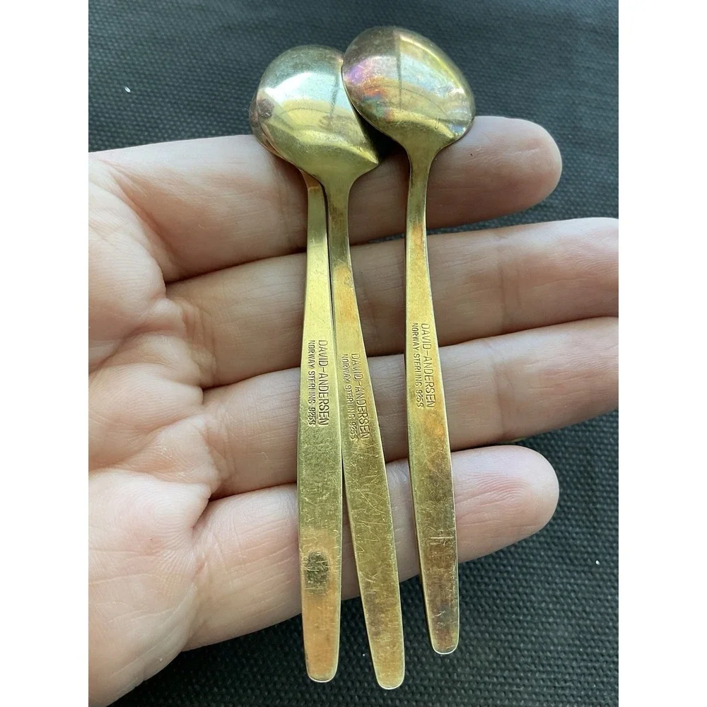 set of six vintage David Andersen Norway sterling silver enamel demitasse  Spoon